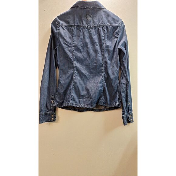 VTG GUESS LOS ANGLES 1981 Denim Chambray Shirt Snap Button Front Women Medium - Picture 2 of 8